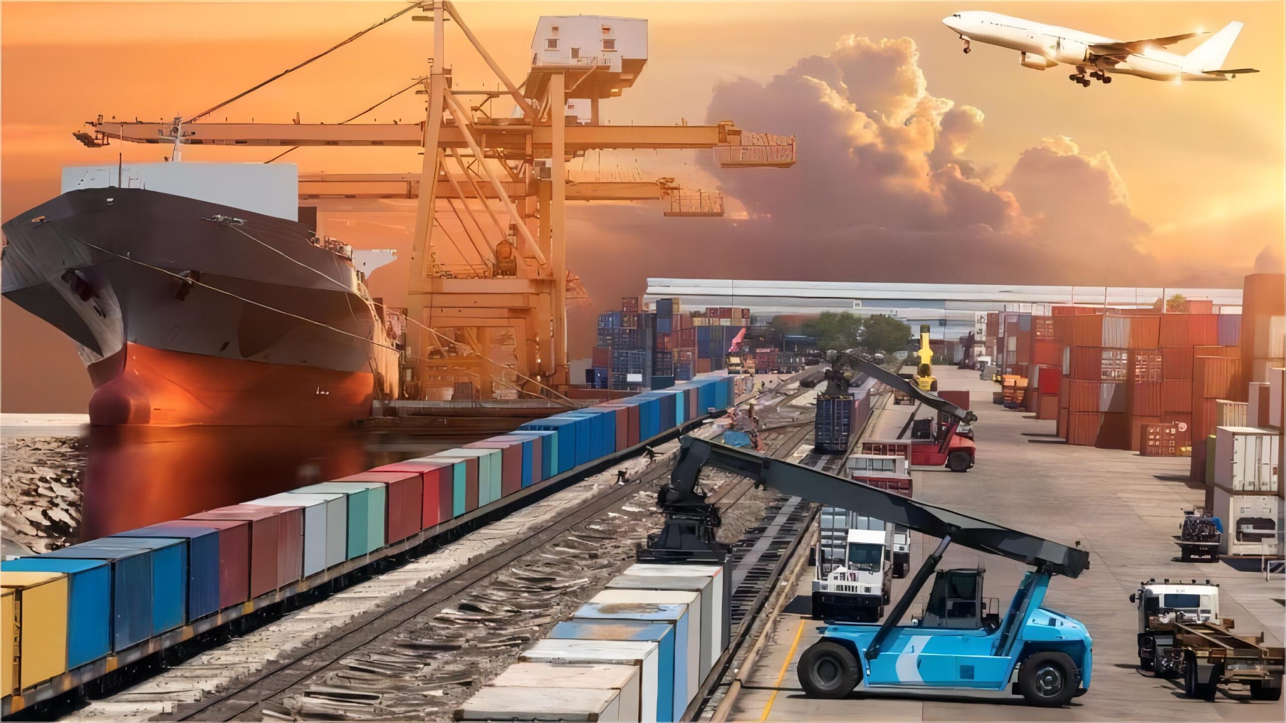 Cargo ship at a Chinese port ready for LCL shipping to France