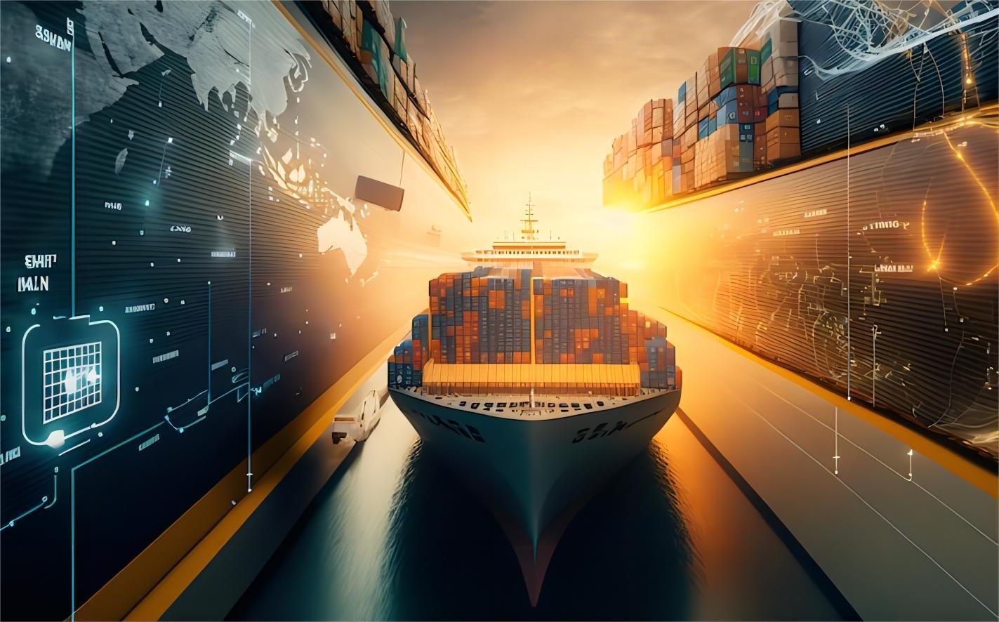 Global shipping network map connecting China and Mexico