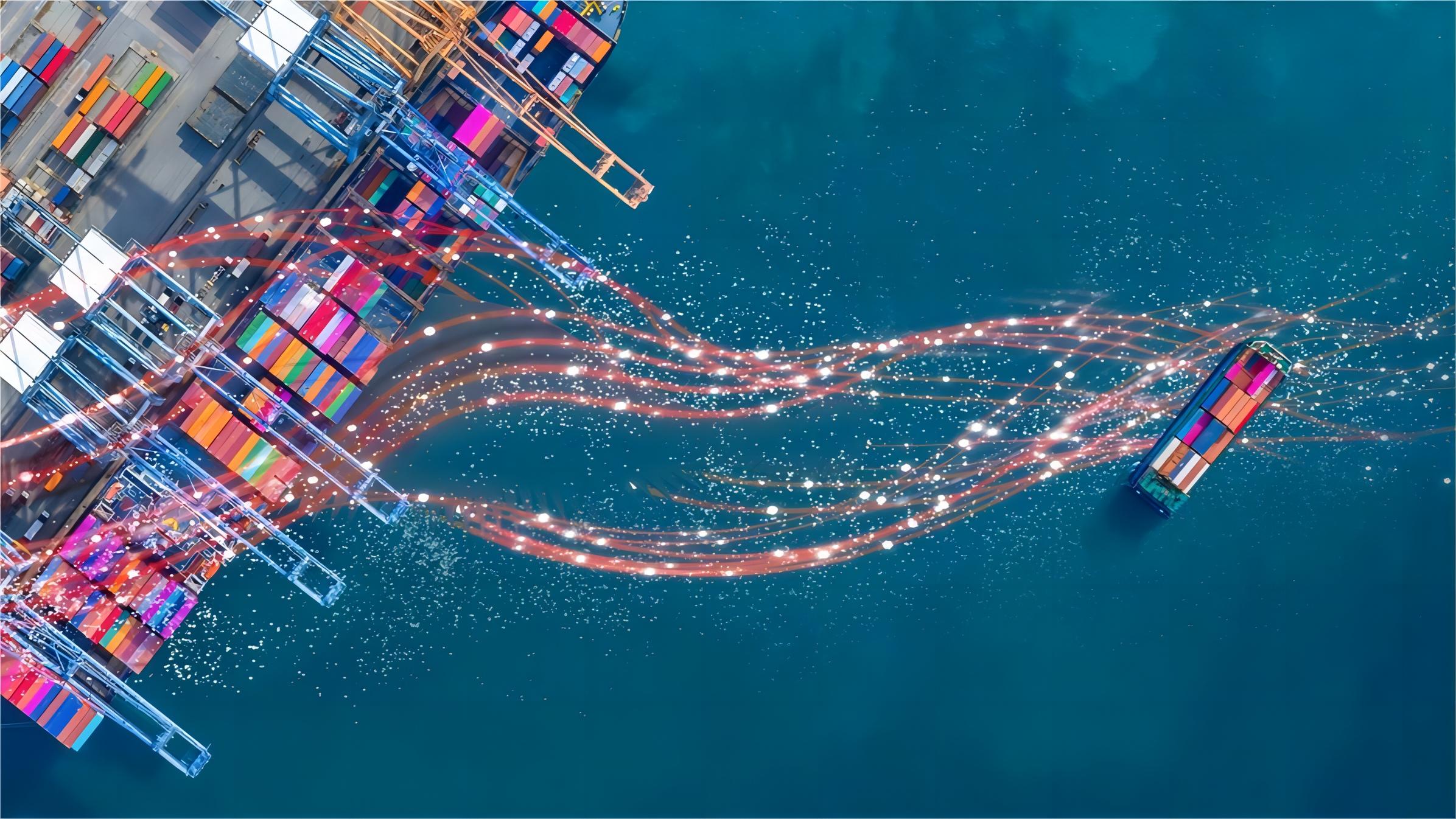 Cargo ship loading containers at a major Chinese port