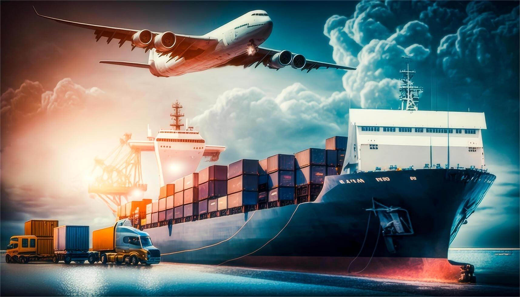 Air freight cargo plane loading goods for France
