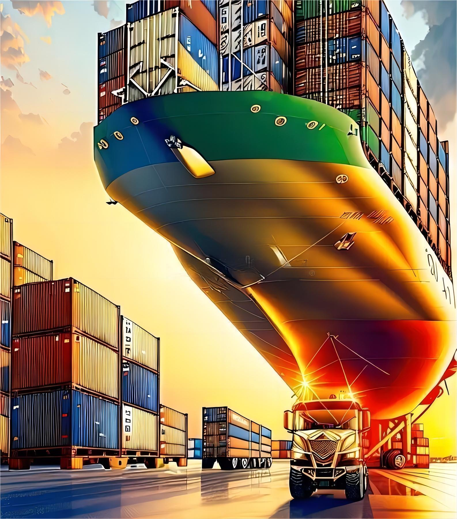 Cargo ship transporting goods from China to UAE ports