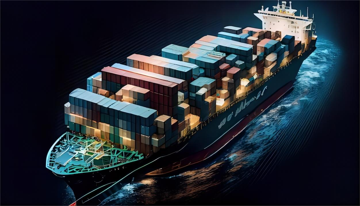 Container ship arriving at a French port